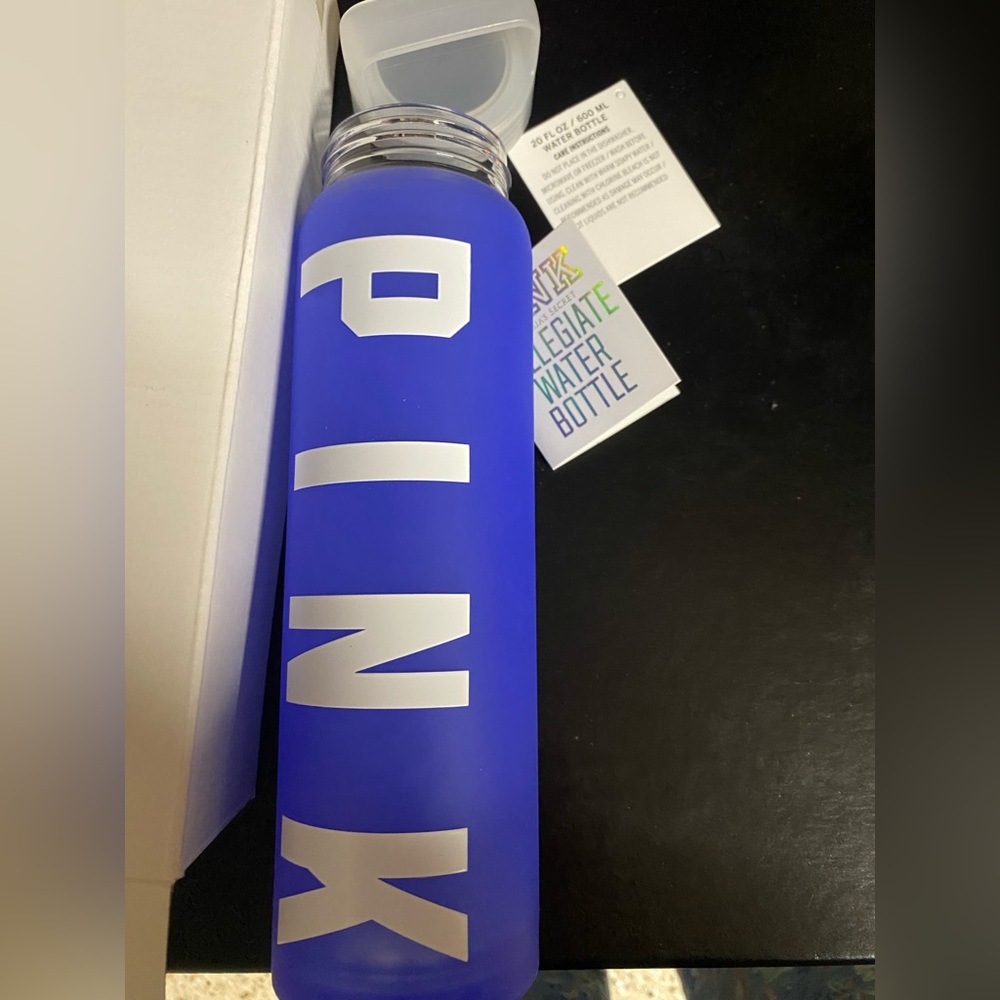 Victoria's Secret Pink Glass Water Bottle Blue - Picture 4 of 9
